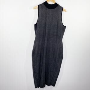 Express Grey Black Knit Mock Neck Sleeveless Sheath Dress Women's Size XLarge XL